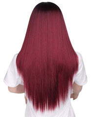 Long Straight Synthetic Wig Mixed Brown and Blonde Long Wigs for White /Black Women Middle Part Nature Wigs