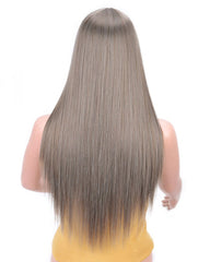 Long Straight Synthetic Wig Mixed Brown and Blonde Long Wigs for White /Black Women Middle Part Nature Wigs
