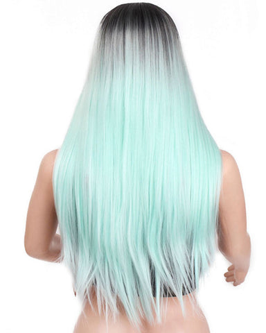 Long Straight Synthetic Wig Mixed Brown and Blonde Long Wigs for White /Black Women Middle Part Nature Wigs