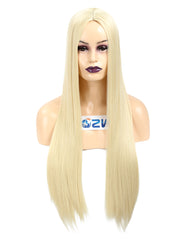 Long Straight Blonde Heat Resistant Fiber Synthetic Cosplay Wigs