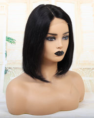 Remy Human Hair Straight Short Bob 4x4 Lace Closure Wig