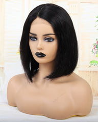 Remy Human Hair Straight Short Bob 4x4 Lace Closure Wig