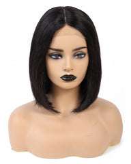 Remy Human Hair Straight Short Bob 4x4 Lace Closure Wig