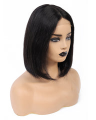Remy Human Hair Straight Short Bob 4x4 Lace Closure Wig