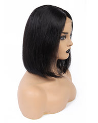 Remy Human Hair Straight Short Bob 4x4 Lace Closure Wig