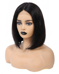 Remy Human Hair Straight Short Bob 4x4 Lace Closure Wig