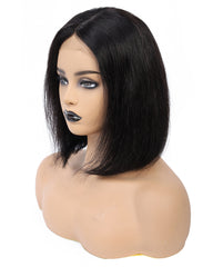 Remy Human Hair Straight Short Bob 4x4 Lace Closure Wig