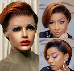 Women Short Straight Brown Black Mixed Bob Style Fashion Synthetic Hair