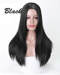 Straight Synthetic Wigs For Woman 26 Inch Long Heat Resistant Hair Wig Black Ombre Purple Green Red Color