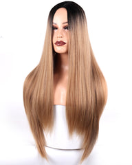 Straight Synthetic Wigs For Woman 26 Inch Long Heat Resistant Hair Wig Black Ombre Purple Green Red Color