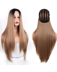 Straight Synthetic Wigs For Woman 26 Inch Long Heat Resistant Hair Wig Black Ombre Purple Green Red Color