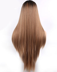 Straight Synthetic Wigs For Woman 26 Inch Long Heat Resistant Hair Wig Black Ombre Purple Green Red Color