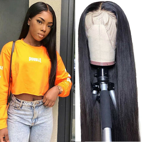 Long Silky Straight Lace Front Wigs Black Synthetic Hair Wig High Temperature