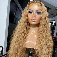 Women Curly Wave Lace Front Wig Long Blonde Synthetic Wigs Glueless Soft Wigs