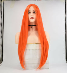 ATOZ Synthetic Lace Front Wig Long Orange Straight Heat Safe Wig for Black Women