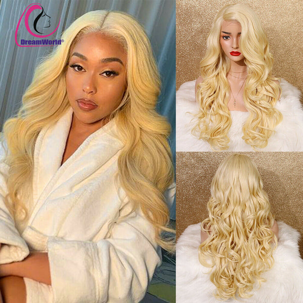 Details about  Long Blonde Lace Front Wig Wavy Curly Synthetic Wigs for Women Daily Party Wear