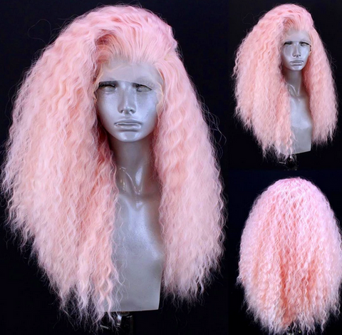 Long Curly Afro Wigs Synthetic Lace Front Wig High Temperature Fiber Hair Wigs