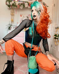 Women Long Wave Blone Green Orange Lace Front Wig Heat Safe Natural Looking Wigs