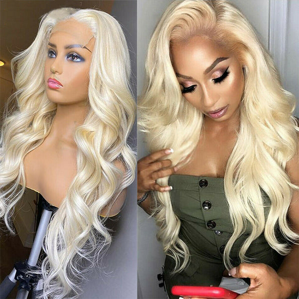 Long Body Wave Wigs Blonde Lace Front Synthetic Hair Wig Glueless Heat Resistant