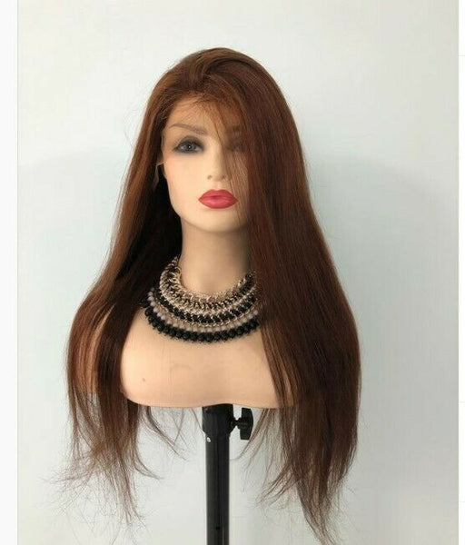 Women's Long Straight Brown Wig Lace Front Wig Synthentic Heat Safe Cos Wigs