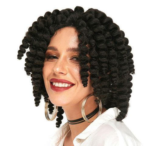 Women Twist Braided Synthetic Lace Front Wig Black Braiding Twist Braids Bob Wig