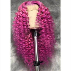 Long Afro Curly Lace Front Wig Purple Synthetic Wigs Halloween Cosplay Party