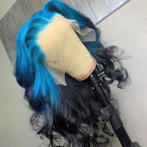 Lace Front Ombre Color Wig Ombre Blue Wig Long Wavy Blue Wig Synthetic Heat Safe