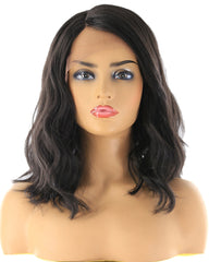 Lace Front Synthetic Hair Wigs Ombre Brown Blonde Color Natural Wave Side Part 12'' Short Bob Lace Frontal Wig For Women