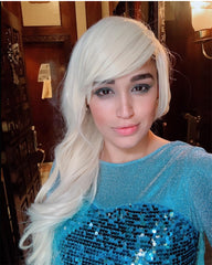 Synthetic Wig Long Wavy Hair Heat Resistant Cosplay Wig for Women 28inch Light Blonde Color