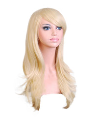 Synthetic Wig Long Wavy Hair Heat Resistant Cosplay Wig for Women 28inch Light Blonde Color