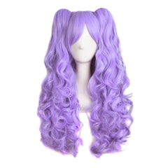 Synthetic Wave Wig 28inch Lolita Long Curly Clip On Ponytails Cosplay Wig White Color