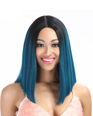 Lace Front Wig Straight Hair 14 Inch For Black Women Ombre Color Hair Synthetic Wig
