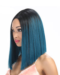 Lace Front Wig Straight Hair 14 Inch For Black Women Ombre Color Hair Synthetic Wig