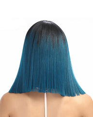 Lace Front Wig Straight Hair 14 Inch For Black Women Ombre Color Hair Synthetic Wig