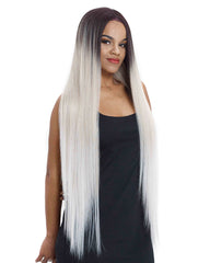 Long Straight Lace Front 38 Inch Ombre Blonde Cosplay Synthetic Wig