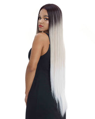 Long Straight Lace Front 38 Inch Ombre Blonde Cosplay Synthetic Wig