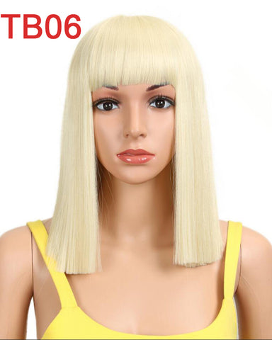 Synthetic Wig For Black Women/White Women Short Wig Straight 14 Inch Blonde Wig Cosplay Hair Synthetic Lace Front Wig