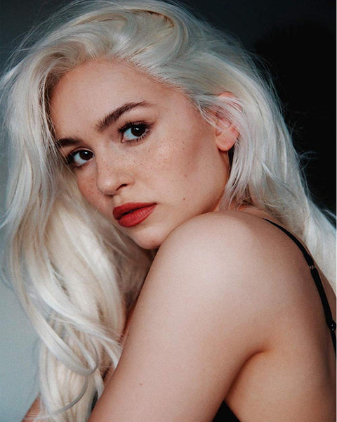 Long Wavy Glueless Synthetic Fiber Hair Replacement Wigs for Women Platinum Blonde Lace Front Wig 24inch