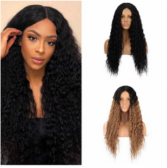 4*2 Lace Front Wig Long Wavy Full Wigs Brown Synthetic Wigs Fashion Wig Heat Resistant