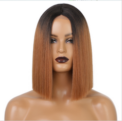 Ombre Bobo Straight Synthetic Hair Wigs Cosplay Party Soft Full Head Wig
