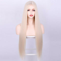 Straight Ombre Light Blonde 4x2 Lace Front Wig Middle Part Heat Resistant Wig