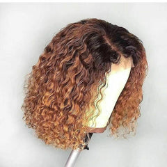 Brazilian Short Deep Curly 13×4 T Part Lace Front Human Hair Wigs Pre Plucked