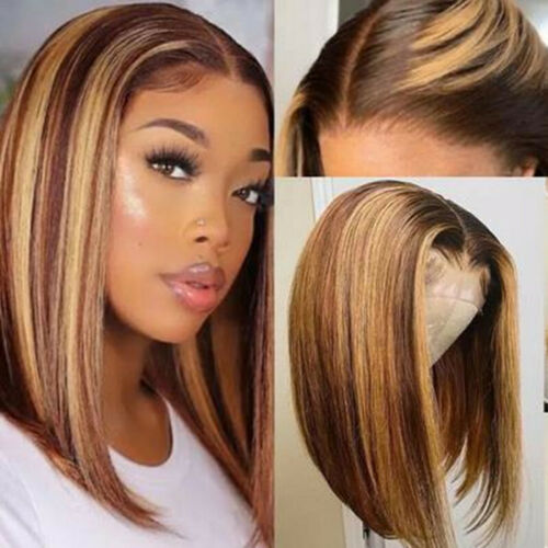 12 inch 4/27 Highlight 13*6*1 Straight Ombre Lace wig Human Hair Middle Part