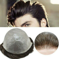 V-Loop Thin Skin Men Toupee with Poly PU Hair Replacement System Hairpiece Unit