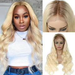 ATOZ Ombre Blonde Brazilian Wave 13×4 T Part Lace Front Human Hair Wigs T4/613