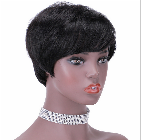 Short Real Human Hair Wig For Black Women Pixie Cut Wig Natural Hair No Lace Wig