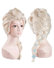 Kids Blonde Cosplay Wig with Cap Synthetic Hair Party Wigs Braid With 6 Hairpins