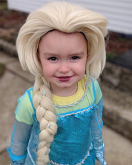 Kids Blonde Cosplay Wig with Cap Synthetic Hair Party Wigs Braid With 6 Hairpins