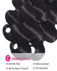 Remy Brazilian Human Hair Bundles Weaves with 13x4 Lace Frontal Body Wave Natural Color