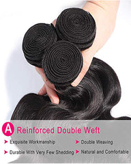 Remy Brazilian Human Hair Bundles Weaves with 13x4 Lace Frontal Body Wave Natural Color